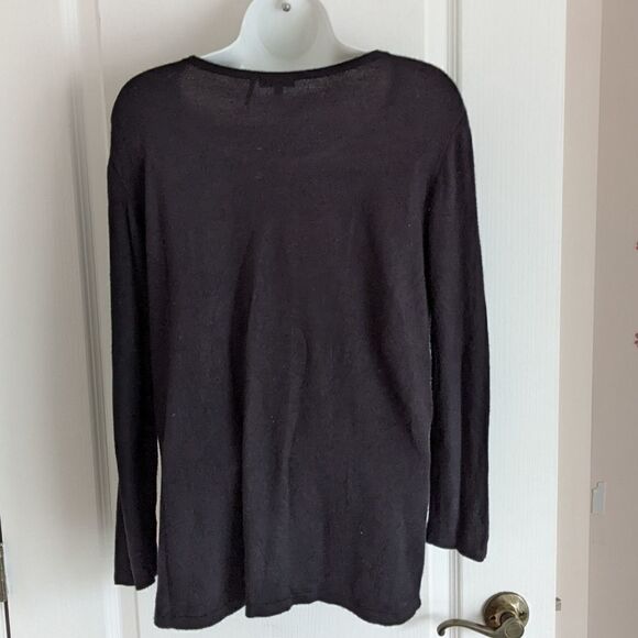 Tricotto black knit sweater with sequin decorations umbrella print Small @O - Picture 2 of 8